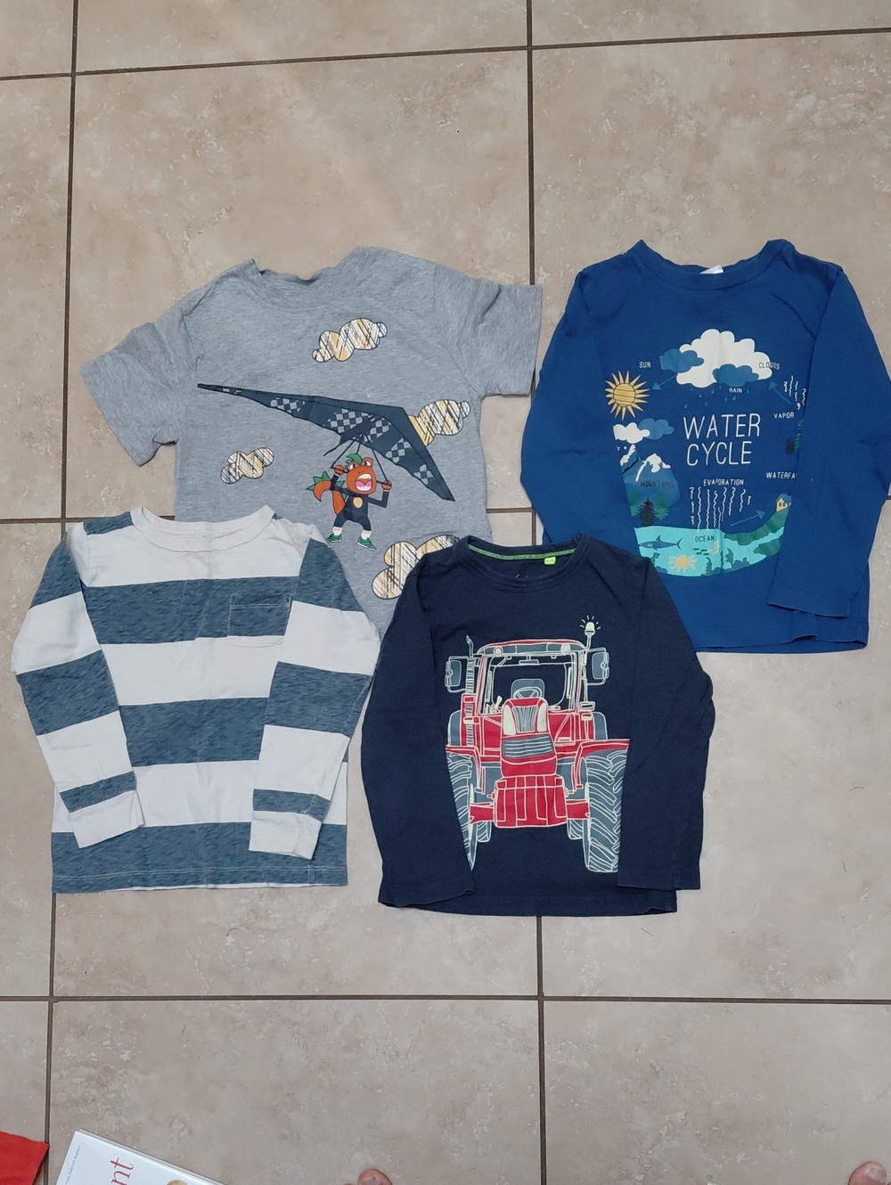 Bundle Of 3 Long Sleeve Shirts, 1 Short Sleeve In Size 4T & 5T